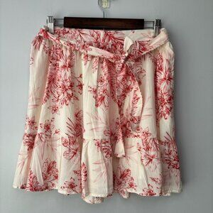Old Navy Skirt High-Waisted Medium Tiered Multi-Color Mini Swing Tropical Floral